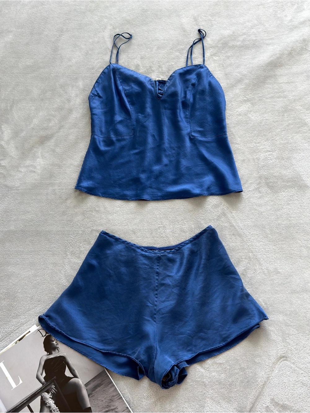 Victoria's Secret Royal blue 100% silk Cami & Shorts Set